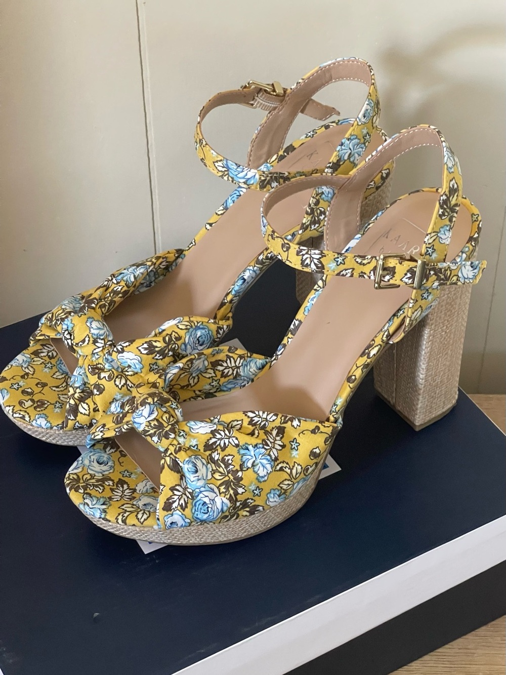 Kaari Yellow Ankle-Strap Platform Sandals